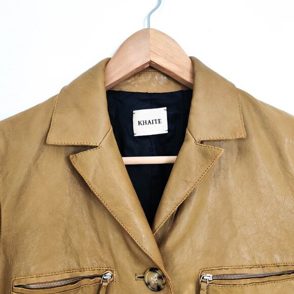 Khaite Russo Lambskin Leather Jacket in Tan 4 - Picture 6 of 15